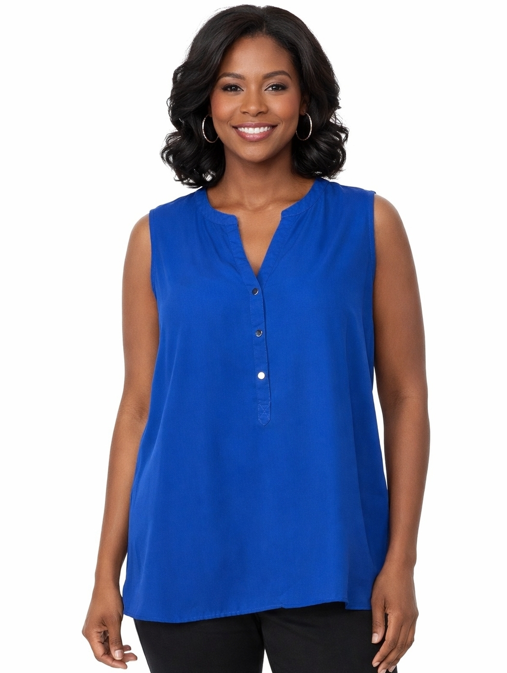 Adrianna Papell Royal Blue Sheer Sleeve Blouse – Women’s XL